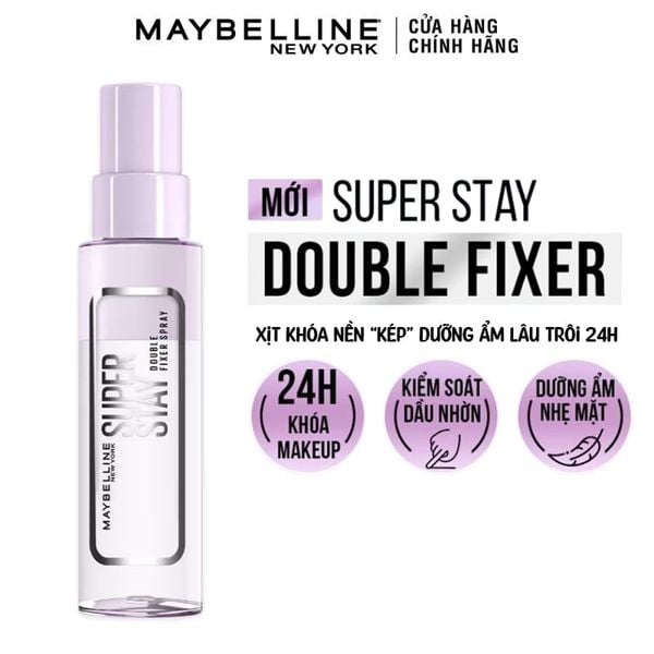  Xịt Khóa Nền Maybelline Dưỡng Ẩm, Lâu Trôi Super Stay Double Fixer Spray 55ml 