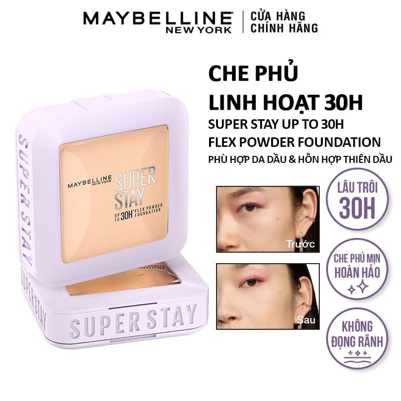 Phấn Phủ Nền Linh Hoạt Maybelline Che Phủ Mịn, Lâu Trôi, Kiềm Dầu Super Stay Up To 30H Flex Powder Foundation 9g