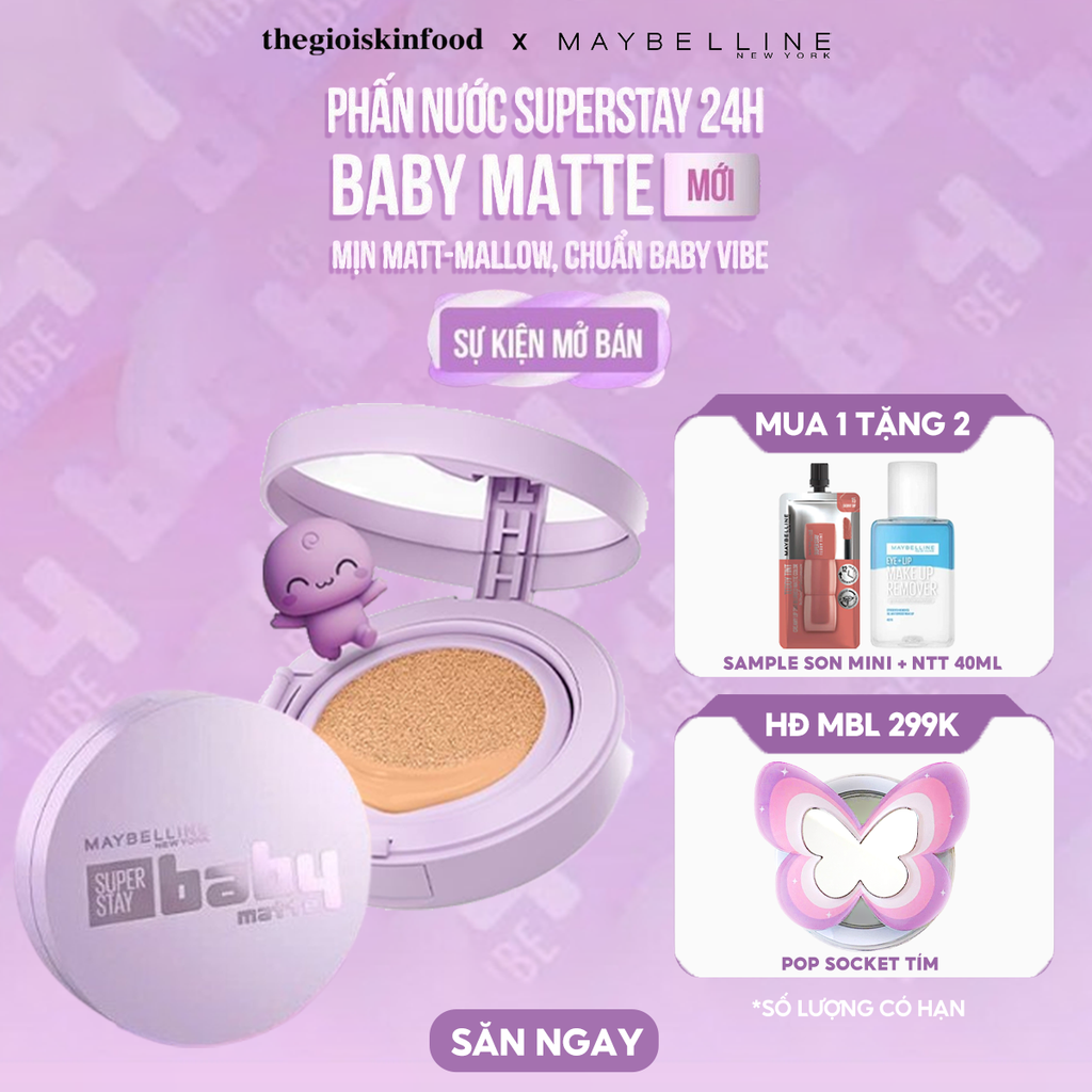 Phấn Nước Maybelline Che Phủ Tốt, Bền Màu New York Super Stay Baby Matte Up To 24H Soft Matte Cushion 11g