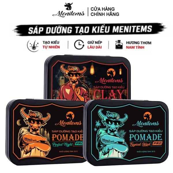  Sáp Dưỡng Tạo Kiểu Menitems Tự Nhiên, Giữ Nếp Lâu, Hương Thơm Nước Hoa Nam Tính Pomade Pro/Clay Gentle Blue  50g 