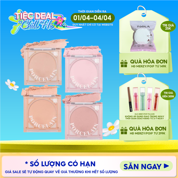  Phấn Má Hồng Merzy Dạng Nén Chuẩn Màu, Lâu Trôi Porcelain Cheek Blusher 4.2g 