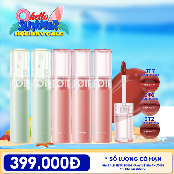  [PACK TIẾT KIỆM 11%] 5 Son Tint Bóng Thuần Chay FOIF Juicy Fit Tint (date 04/2027) 