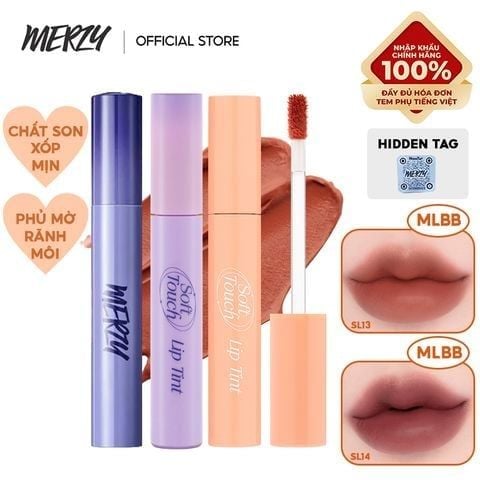 [KHẮC SON] Son Kem Merzy Siêu Lì, Siêu Mịn Môi Soft Touch Lip Tint 3g