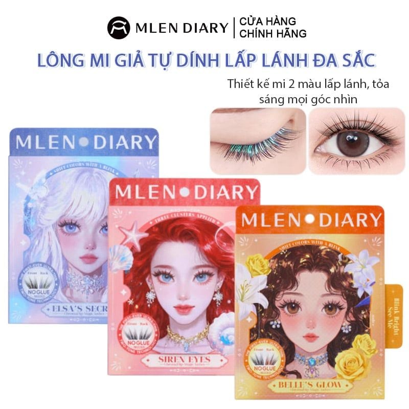Lông Mi Giả Tự Dính Lấp Lánh Đa Sắc, Không Cần Keo, Tự Nhiên Mlen Diary Self-Adhesive Lashes (Glitter)