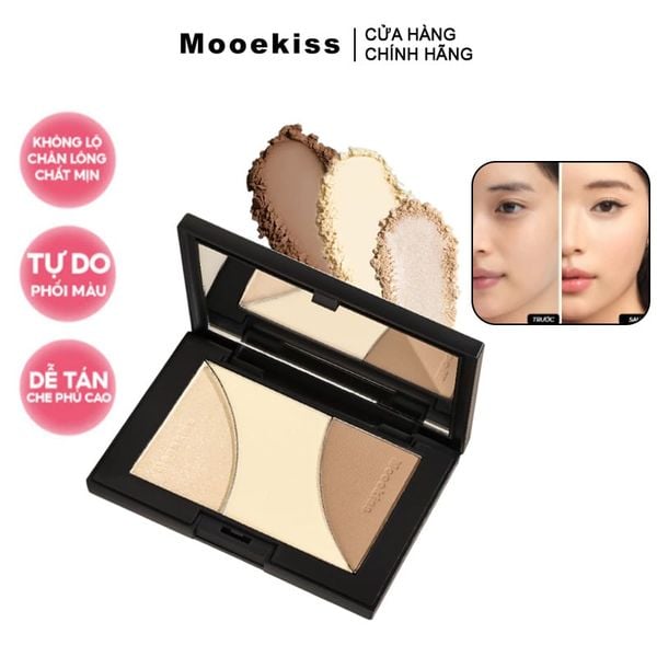  Bảng Tạo Khối Đa Năng Mooekiss Three-Color Sculpting Palette 
