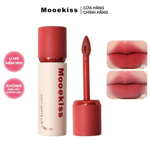  Son Kem Lì Bền Màu Mooekiss Soft Matte Lip Cream 3g 