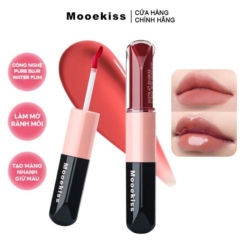 Son Môi 2 Đầu Bóng Lì Mooekiss Dual Effect Essence Lip Gloss 3ml + 3ml #D02