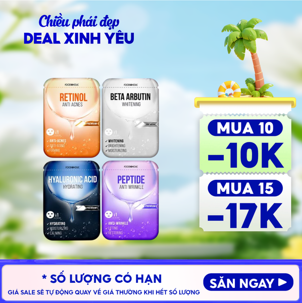  [4 GIẢI PHÁP] Mặt Nạ Foodaholic Hỗ Trợ Dưỡng Trắng, Dưỡng Ẩm, Hạn Chế Lão Hóa Mask 23ml 
