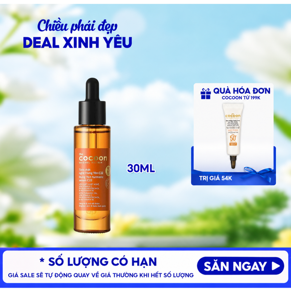  Serum Cocoon Hỗ Trợ Làm Sáng, Mờ Thâm Chiết Xuất Nghệ Hưng Yên Turmeric Serum c22 Vitamin C 30ml 