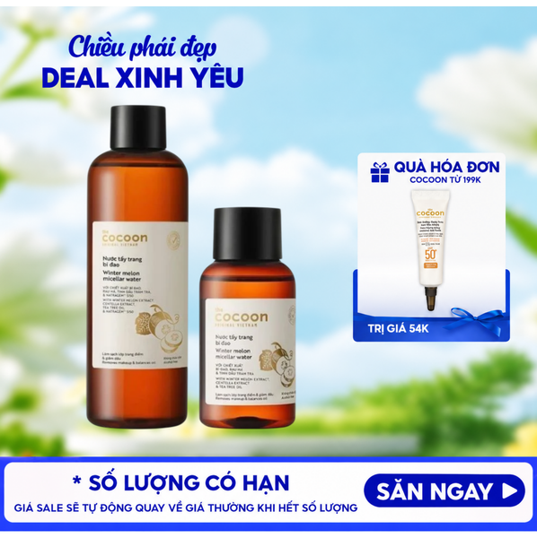 Nước Tẩy Trang Cocoon Bí Đao Thuần Chay Làm Sạch Dịu Nhẹ Winter Melon Micellar Water 