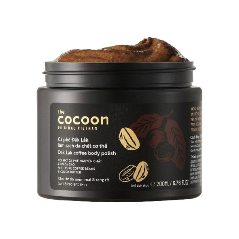 Tẩy Da Chết Body Cocoon Làm Đều Màu Da Và Dưỡng Mịn Da Chiết Xuất Cà Phê Dak Lak, Đường Thốt Nốt An Giang Body Polish