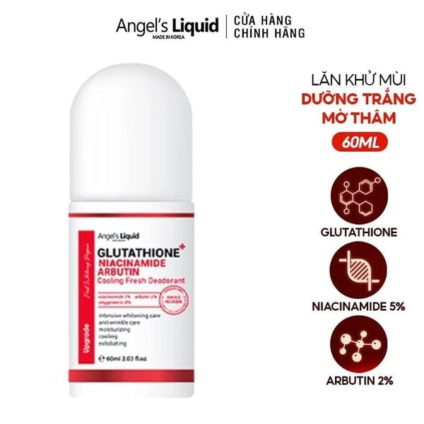  Lăn Khử Mùi Angel's Liquid Mờ Thâm, Dưỡng Trắng Da Glutathione+ Niacinamide Arbutin Cooling Fresh Deodorant 60ml (Che tên sản phẩm khi giao hàng) 
