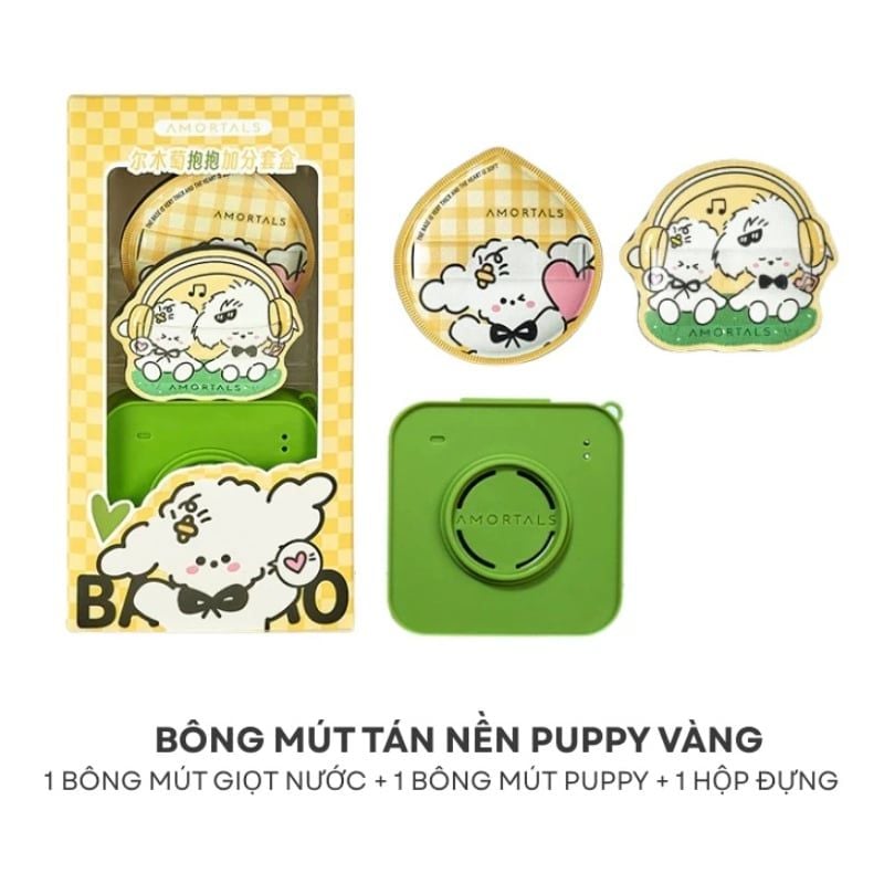 Bông Mút Trang Điểm Amortals Huggy Powder Puff Set (Yellow)