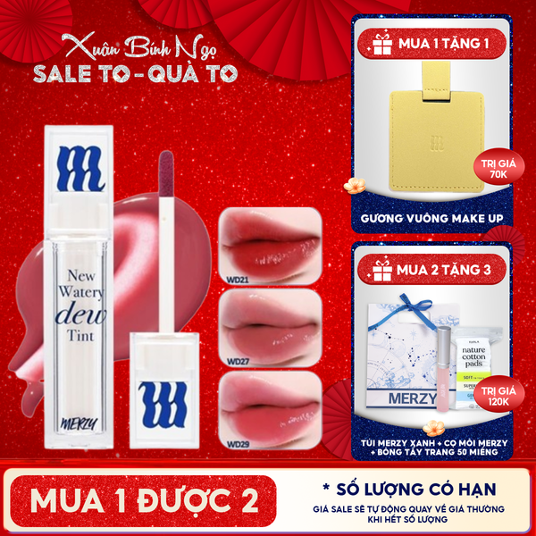  [New Dew] Son Tint Bóng Merzy Dạng Thạch, Bền Màu, Lâu Trôi Merzy New Watery Dew Tint 4g 