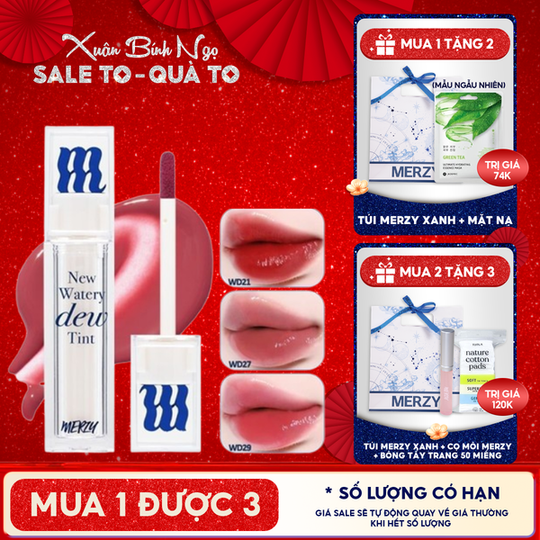  [New Dew] Son Tint Bóng Merzy Dạng Thạch, Bền Màu, Lâu Trôi Merzy New Watery Dew Tint 4g 