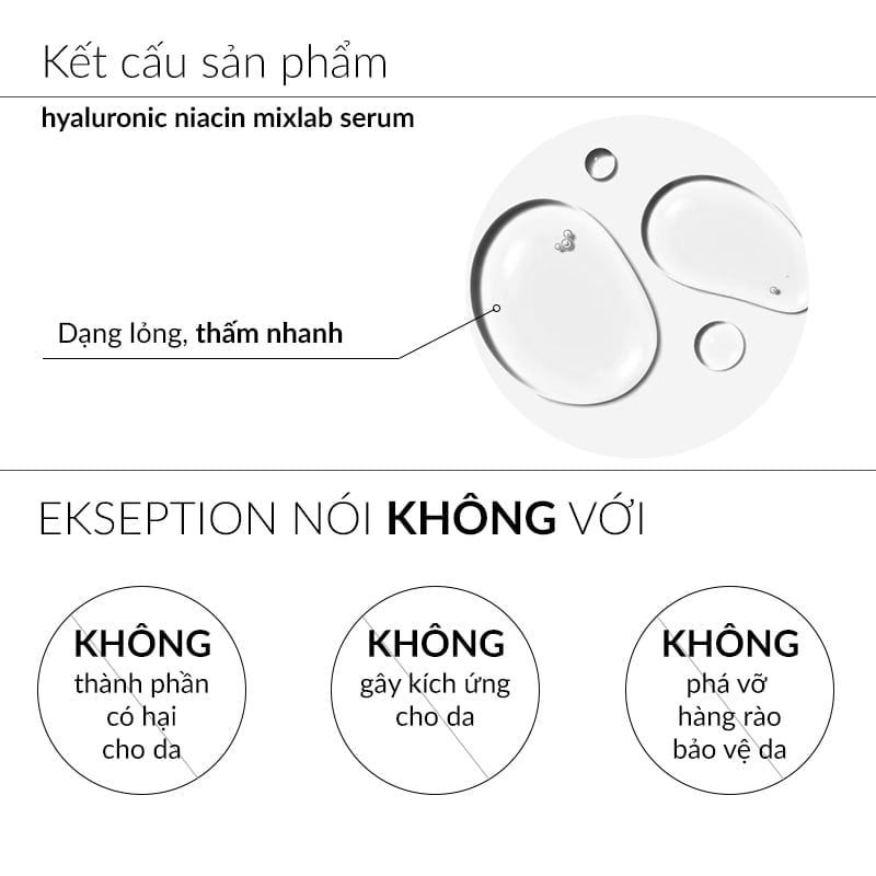 Serum Ekseption Tinh Chất Dưỡng Kiềm Dầu, Hỗ Trợ Sáng Da, Giảm Mụn Hyaluronic Niacin Mixlab Serum 75ml