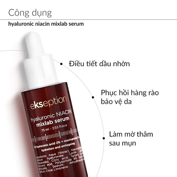  Serum Ekseption Tinh Chất Dưỡng Kiềm Dầu, Hỗ Trợ Sáng Da, Giảm Mụn Hyaluronic Niacin Mixlab Serum 75ml 