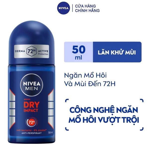  Lăn Ngăn Mùi Nivea Cho Nam Khô Thoáng Men Dry Impact 50ml (Che tên sản phẩm khi giao hàng) 