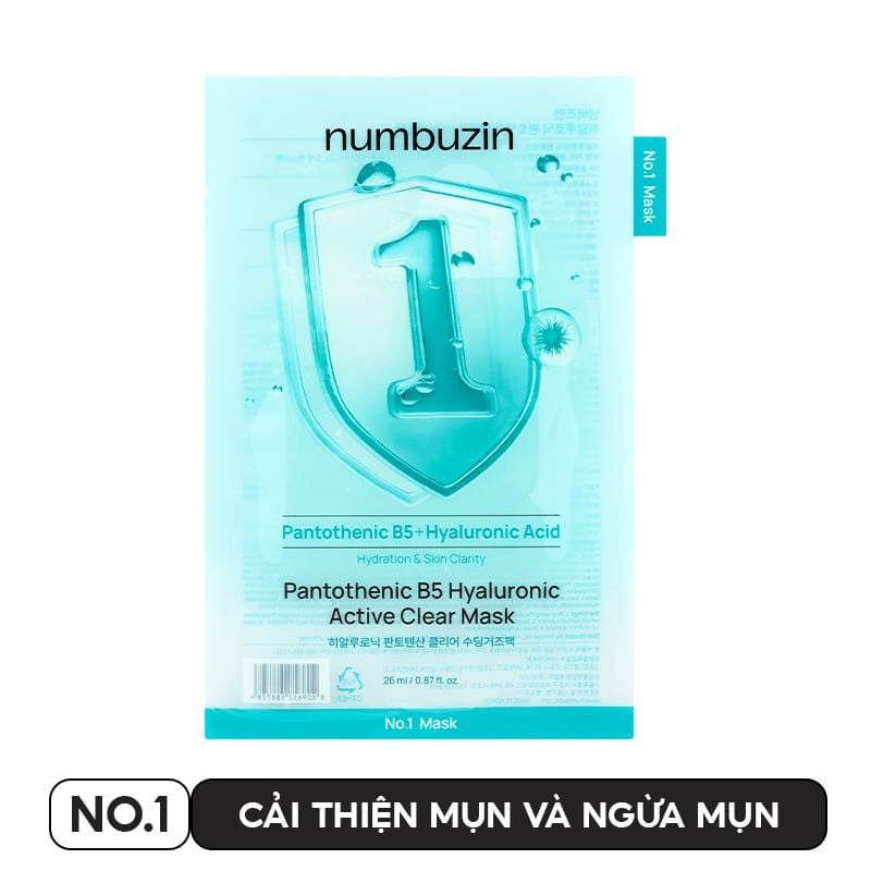Mặt Nạ Miếng numbuzin Cấp Ẩm, Hỗ Trợ Phục Hồi Da, Làm Dịu Da Sheet Mask