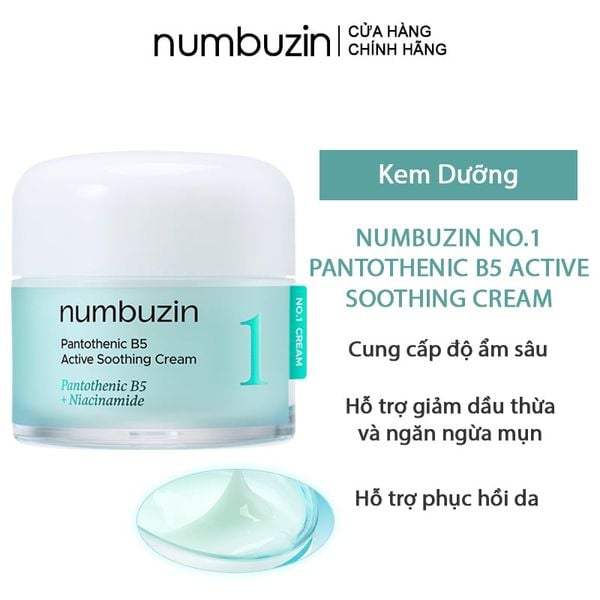  Kem Dưỡng numbuzin Làm Dịu Da, Hỗ Trợ Phục Hồi Da No.1 Pantothenic B5 Active Soothing Cream 80ml 