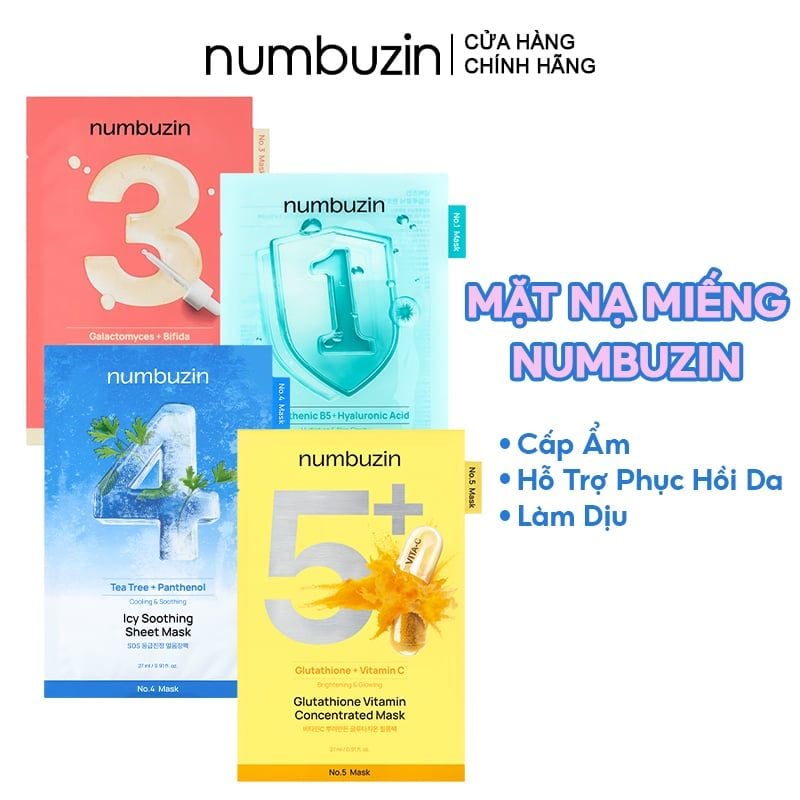 Mặt Nạ Miếng numbuzin Cấp Ẩm, Hỗ Trợ Phục Hồi Da, Làm Dịu Da Sheet Mask