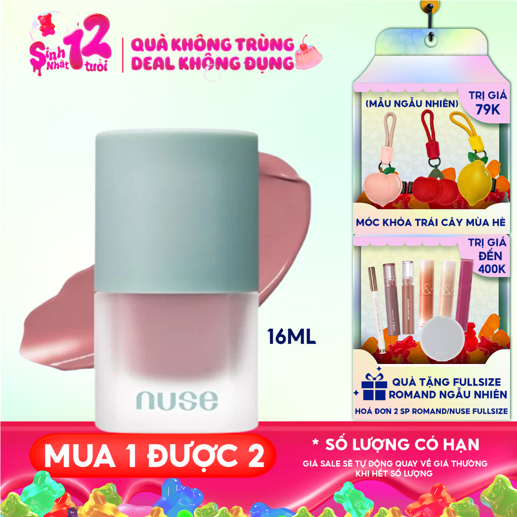[NUSE BY ROMAND] Má Hồng Nuse Dạng Kem Thuần Chay, Mịn Lì Mousse Care Cheek 16ml