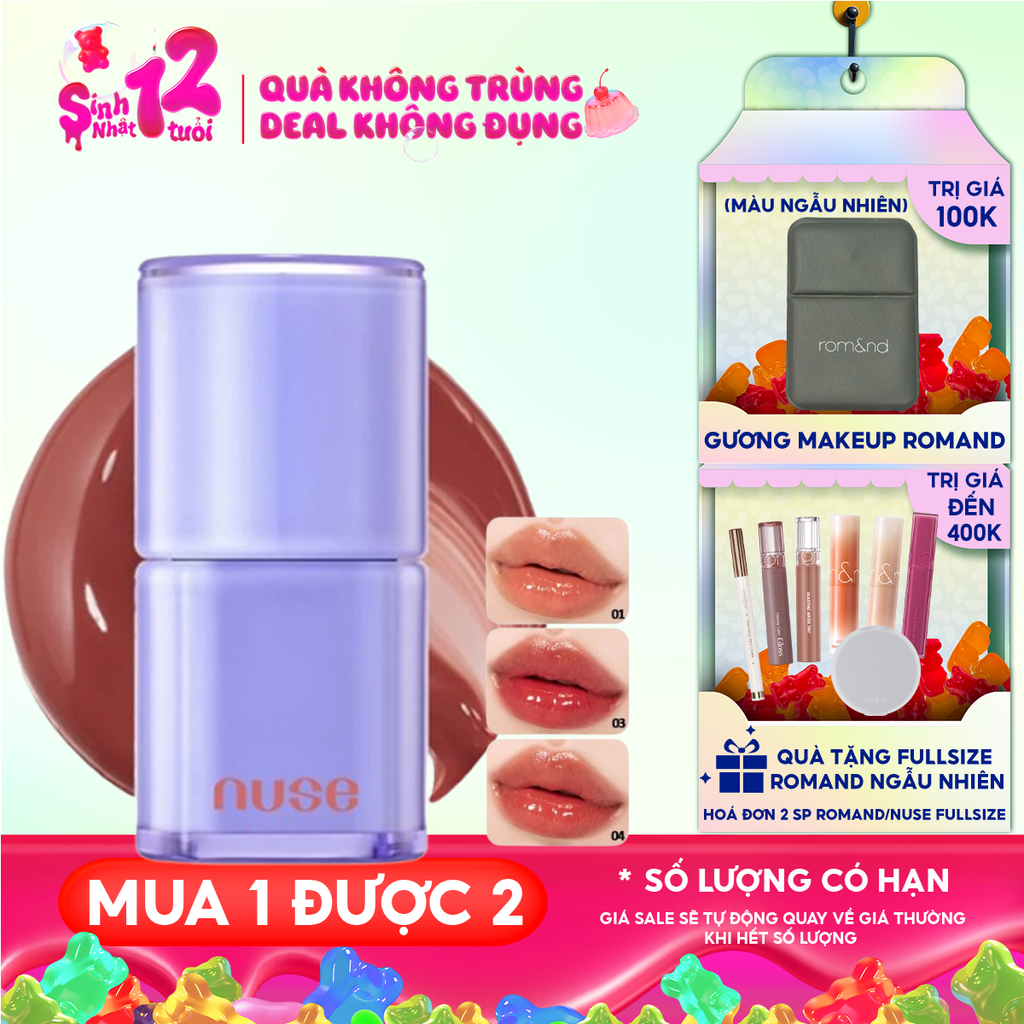[NUSE BY ROMAND] Son Bóng Nuse Thuần Chay Cho Môi Căng Mọng, Mềm Mịn Care Liptual 4.5g