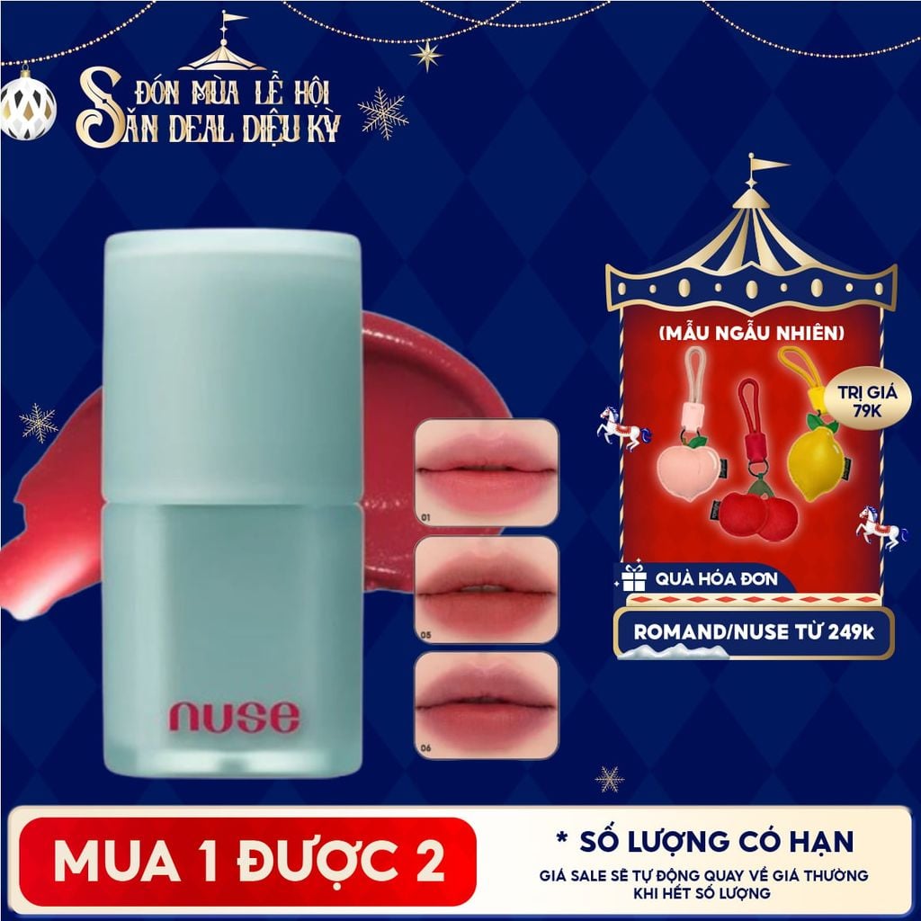 [NUSE BY ROMAND] Son Kem Lì, Mịn Mượt Thuần Chay Nuse Mousse Liptual 4.5g