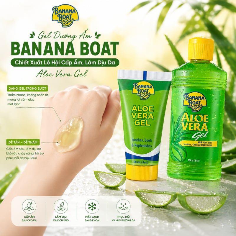 Gel Dưỡng Ẩm Banana Boat Chiết Xuất Lô Hội Cấp Ẩm, Làm Dịu Da Aloe Vera Gel