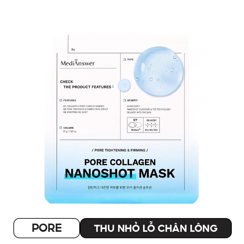 Mặt Nạ Thạch MediAnswer Hỗ Trợ Phục Hồi Da, Sáng Mịn, Thu Nhỏ Lỗ Chân Lông Collagen Nanoshot Mask
