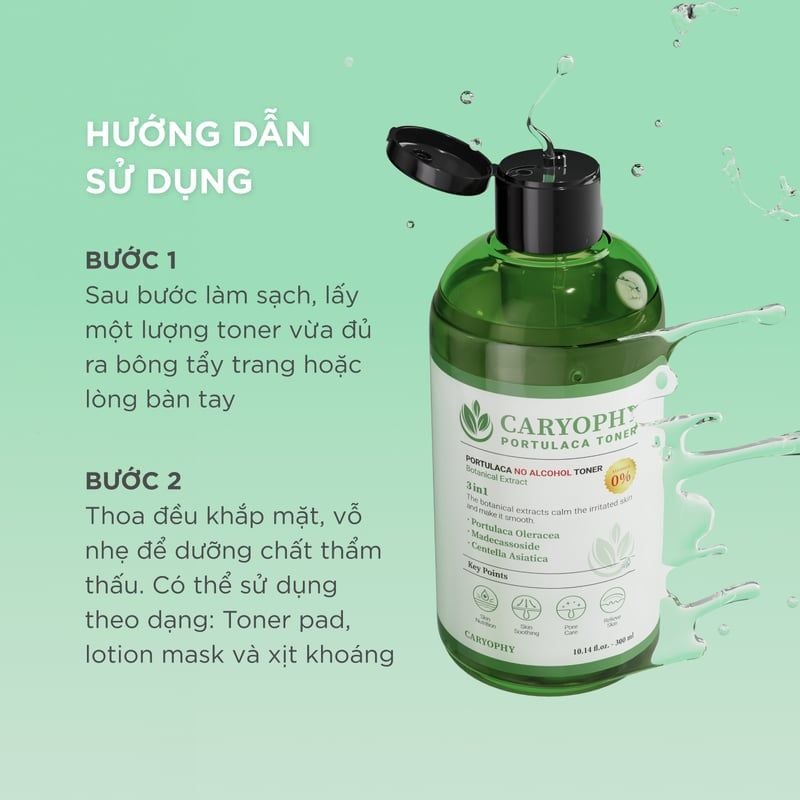 Nước Hoa Hồng Caryophy Chăm Sóc Da Dầu Mụn Portulaca Toner 300ml