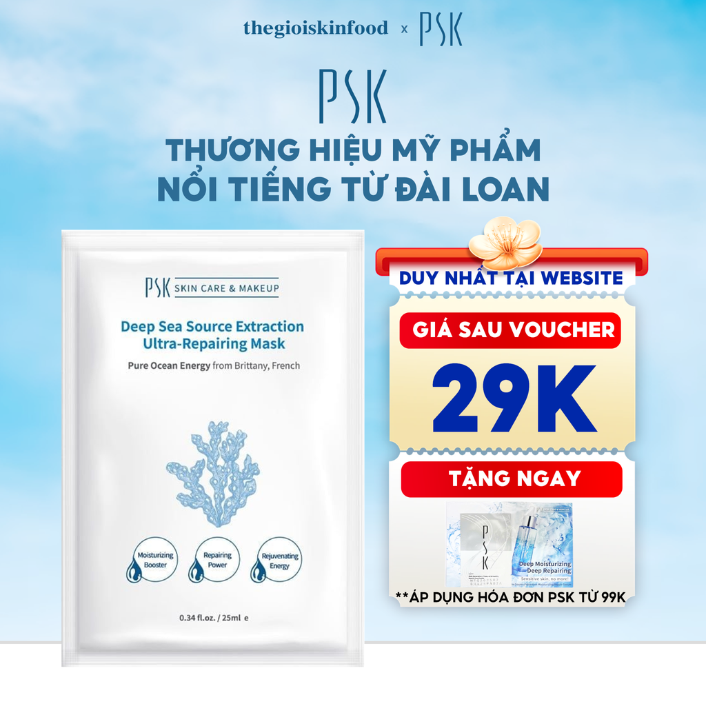 Mặt Nạ PSK Hỗ Trợ Phục Hồi Chuyên Sâu Chiết Xuất Từ Nước Biển Sâu Deep Sea Source Extraction Ultra-Repairing Mask 25ml