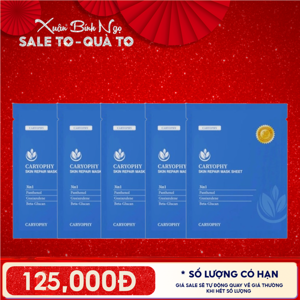  Combo 5 Miếng Mặt Nạ Cấp Ẩm, Hỗ Trợ Phục Hồi Da Caryophy Skin Repair Mask Sheet 