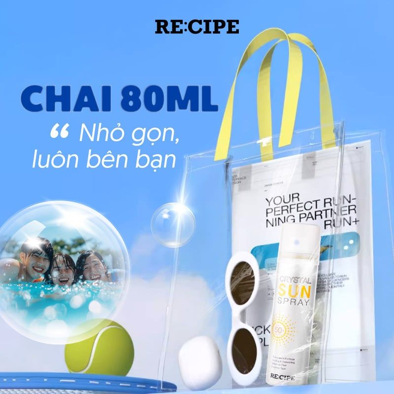 Xịt Chống Nắng Recipe Crystal Sun Spray SPF50+ PA+++