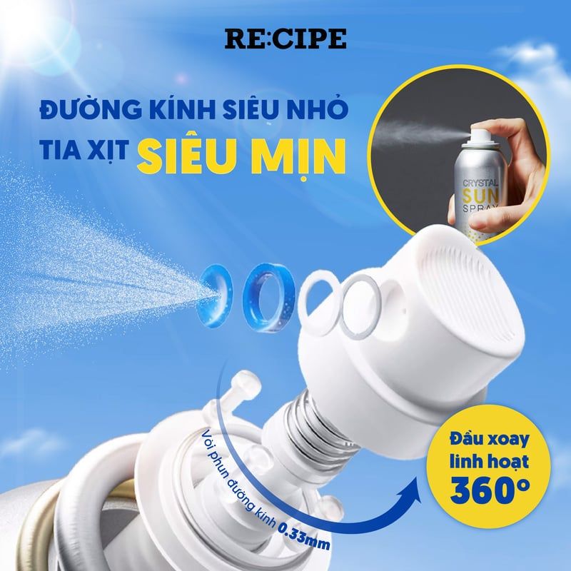 Xịt Chống Nắng Recipe Crystal Sun Spray SPF50+ PA+++