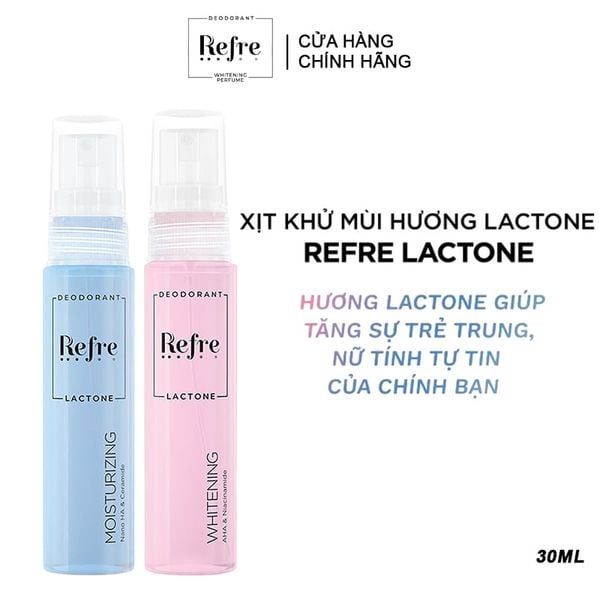  Xịt Khử Mùi Refre Hỗ Trợ Sáng Da, Ẩm Mịn Da Lactone 30ml 