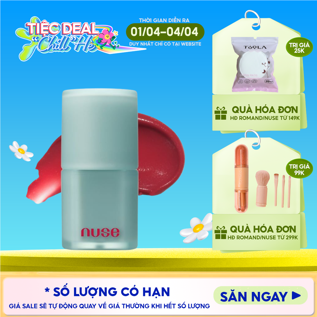 [NUSE BY ROMAND] Son Kem Lì, Mịn Mượt Thuần Chay Nuse Mousse Liptual 4.5g