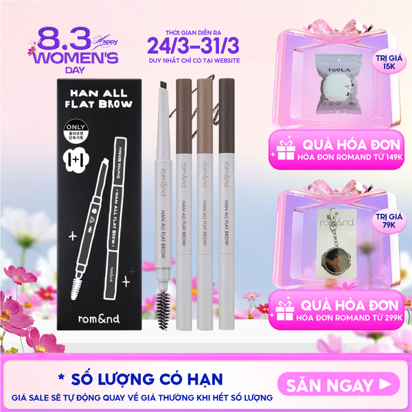  Chì Kẻ Mày Ngang Romand Cho Chân Mày Sắc Nét, Lâu Trôi Han All Flat Brow 