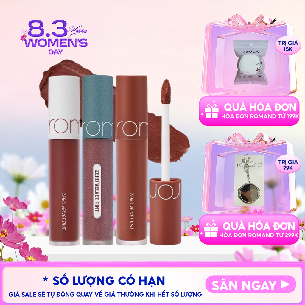 [MÀU 1-30] Son Kem Lì Romand Cực Nhẹ Môi Zero Velvet Tint 5.5g