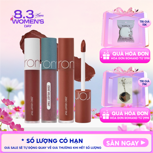  [MÀU 1-30] Son Kem Lì Romand Cực Nhẹ Môi Zero Velvet Tint 5.5g 