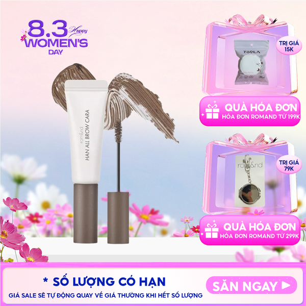  Mascara Chân Mày Romand Siêu Tự Nhiên, Bền Màu, Lâu Trôi Han All Brow Cara 9g 