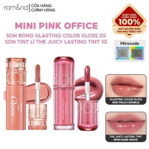 [MINI PINK] Son Tint Lì Romand The Juicy Lasting Tint 1g & Son Bóng Romand Glasting Color Gloss 2g
