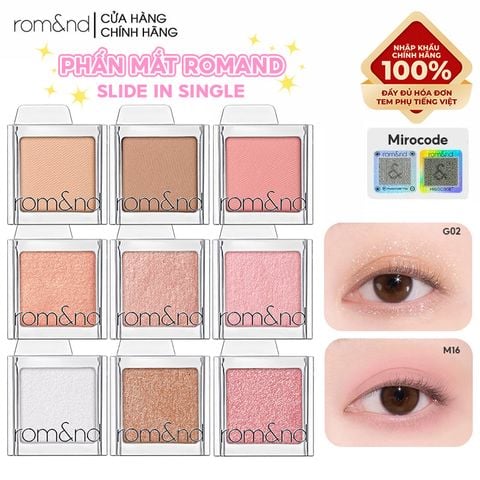  Phấn Mắt Romand Bền Màu, Đa Dạng Slide In Single 1.8g 