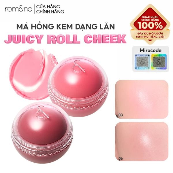  Má Hồng Kem Romand Dạng Lăn, Căng Bóng Juicy Roll Cheek 8.4g 