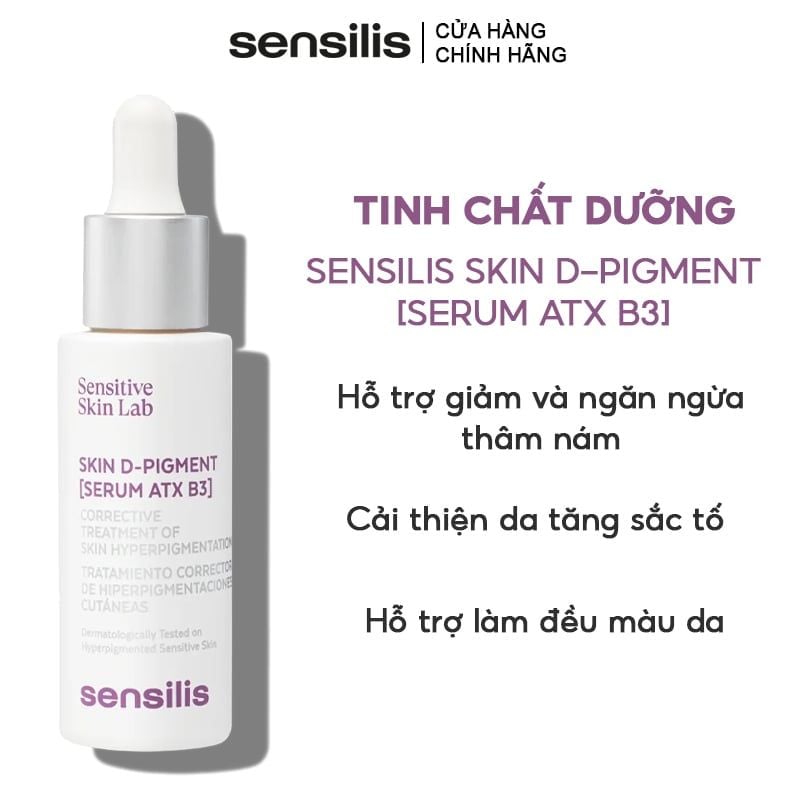 Serum Sensilis Hỗ Trợ Giảm & Ngăn Ngừa Thâm Nám, Làm Sáng Da Skin D-Pigment [Serum Atx B3] 30ml
