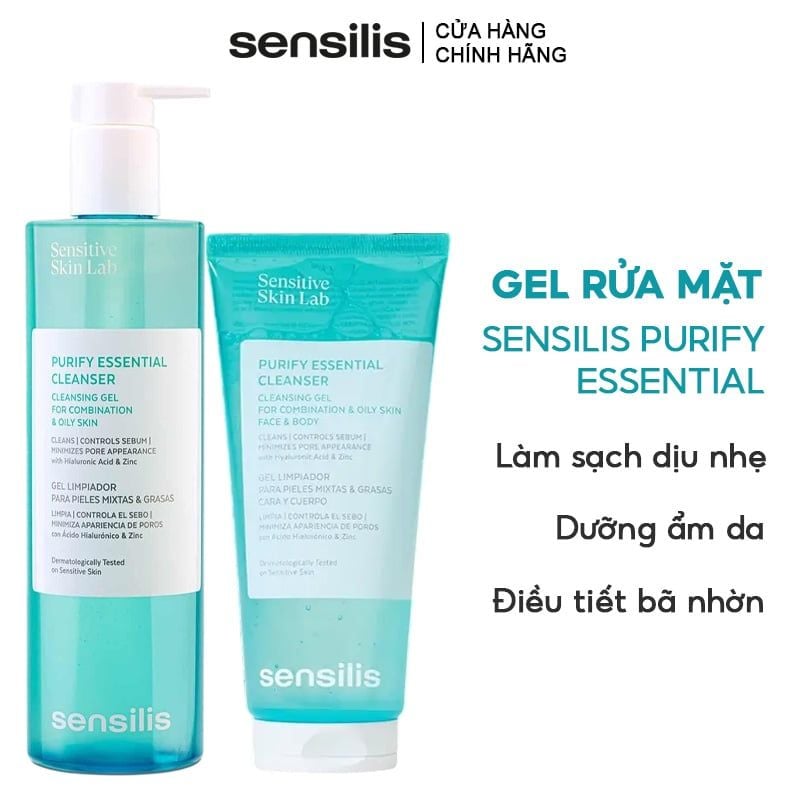 Gel Rửa Mặt Sensilis Kiểm Soát Dầu Nhờn Cho Da Dầu Mụn Purify Essential Cleanser