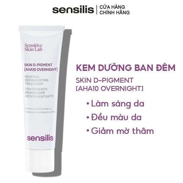 Kem Dưỡng Ban Đêm Sensilis Làm Đều Màu Da Skin D-Pigment [AHA10 Overnight] 30ml 