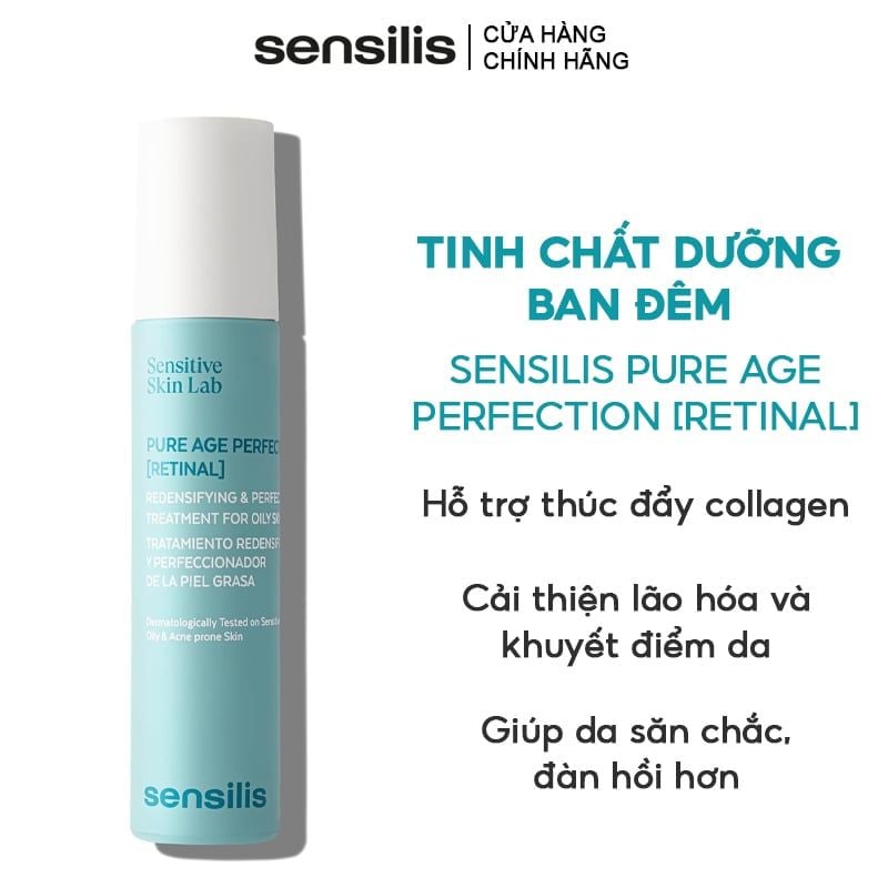 Tinh Chất Dưỡng Sensilis Ban Đêm Cải Thiện Lão Hóa & Khuyết Điểm Da Pure Age Perfection [Retinal] 50ml