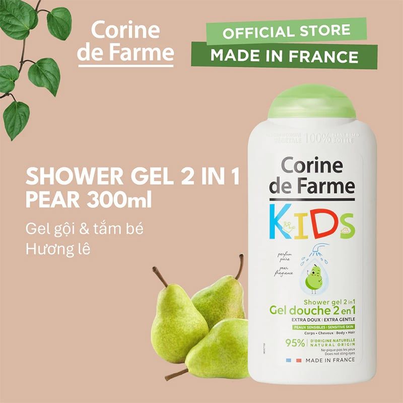 Sữa Tắm Và Gội Cho Bé Corine de Farme Shower Gel 2in1 300ml