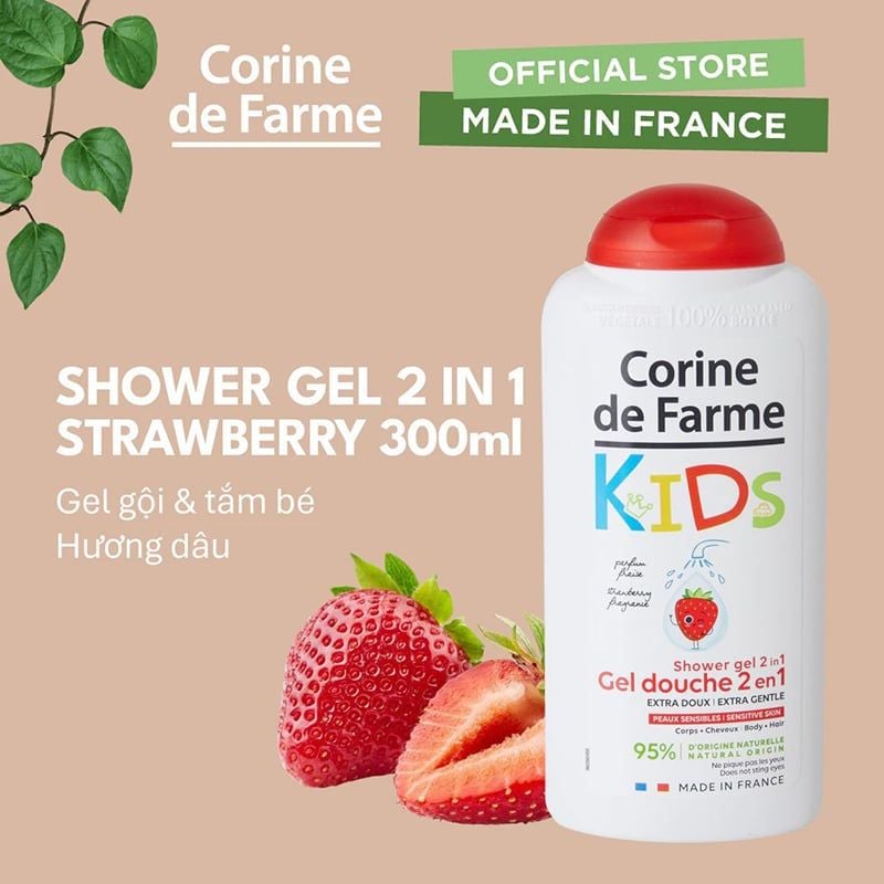 Sữa Tắm Và Gội Cho Bé Corine de Farme Shower Gel 2in1 300ml